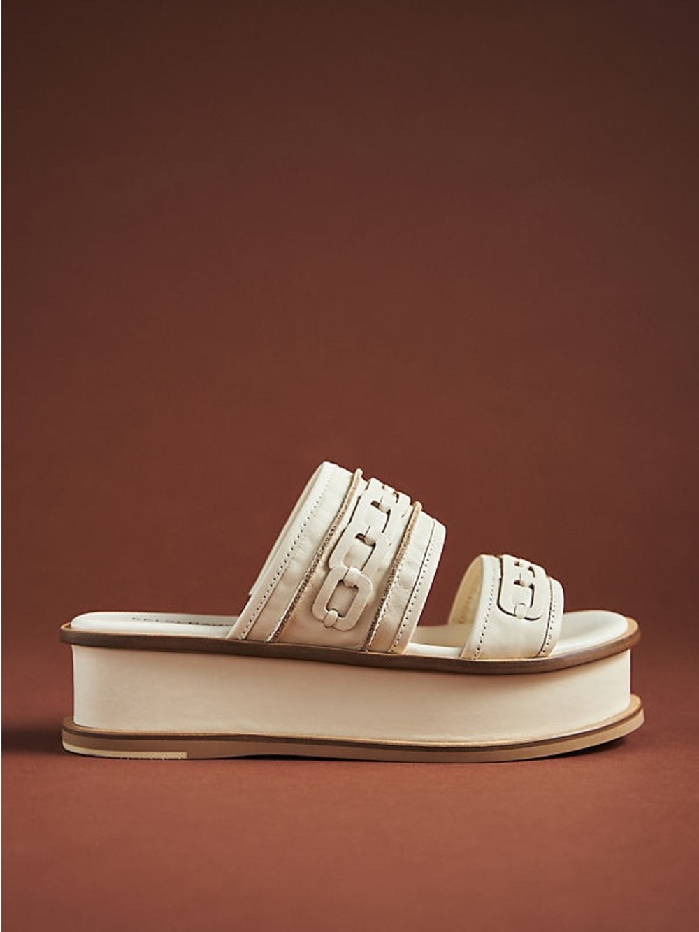 NWOT Kelsi Dagger Brooklyn Drift platform slide sandals in white leather